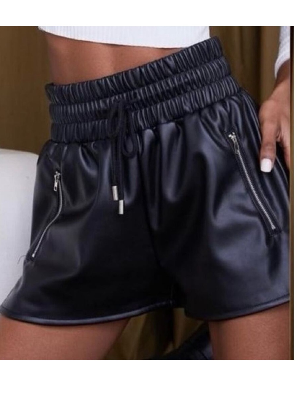 12th Tribe Vegan Leather Women’s Drawstring Shorts